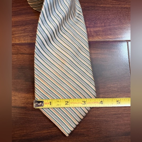 CALVIN KLEIN Striped Silk Tie in Beige - Picture 9 of 10